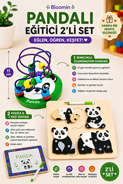 Bloomin 2-Piece Wooden Educational Panda Play Set
