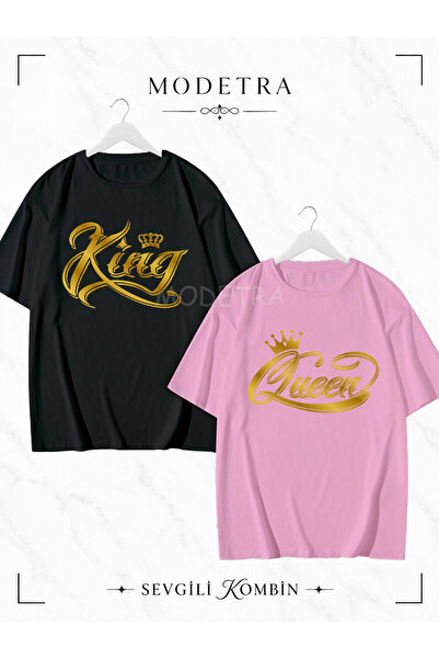 Modetra Women's Men's King Queen Design Medium Front Printed Lover Couple Com...