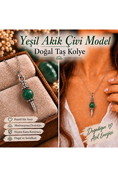 best bioenerji taş terapi Green Agate Nail Model Natural Stone Necklace