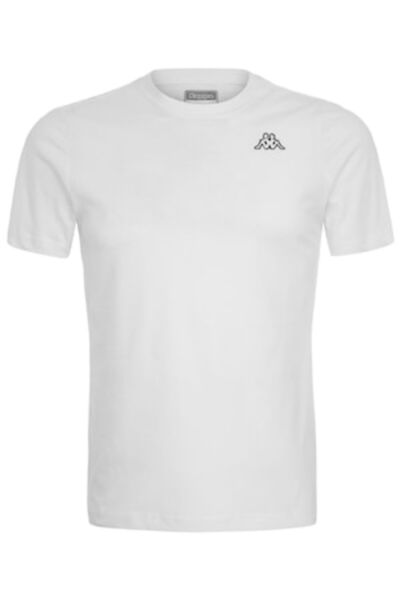 Kappa Tricou clasic din bumbac pentru bărbați, Kappa, LOGO CAFERS SLIM, Alb, L