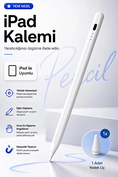 EXENAR iPad Tablet Kalemi Manyetik Stylus Pen Eğim Sensörlü Avuç İçi Engellem...