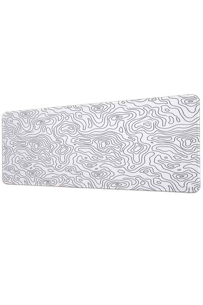gxe.art White Black Topographic Map 40X90 cm Gaming Mousepad Non-Slip Base La...