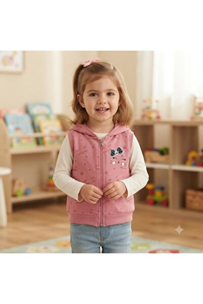 Erca Home Tekstil Ürünleri ŞARDONSUZ İKİ İPLİK KEDİ KIZ YELEK 12 Ay,2Y,3Y,4Y ...