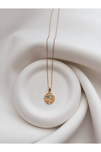 Minne Jewelry-Accessory قلادة نسائية بلون ذهبي على شكل حصان البحر ونجم البحر ...