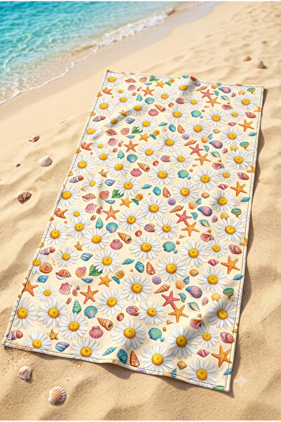 TOLLY PAW منشفة شاطئ مقاس 75 × 150 سم بتصميم زهور وتشكيلة فنية فاخرة بتصميم خ...