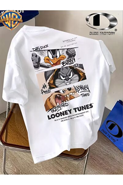 AEMİ Unisex Cartoon Printed Oversize Crew Neck T-Shirt