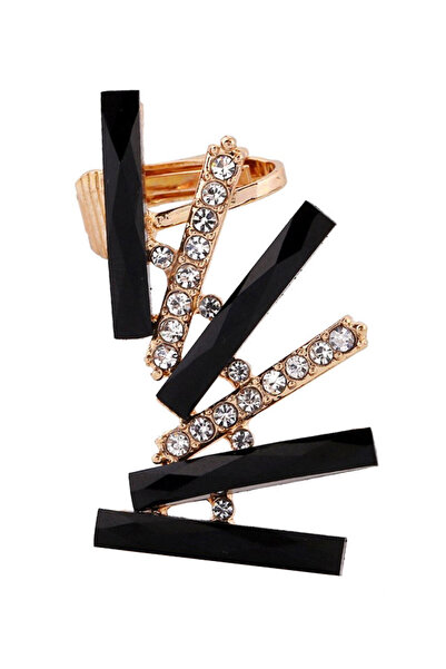 VeeShop Elegant ear cuff earring, round black and white crystal sticks