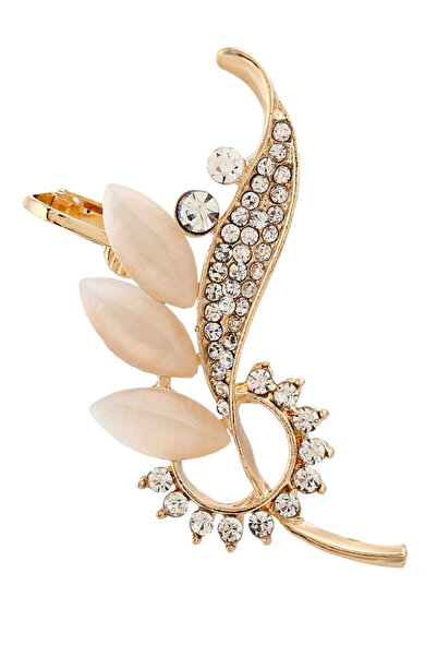 VeeShop Εντυπωσιακό σκουλαρίκι ear cuff, με μακρόστενους αδιαφανείς λευκούς κ...