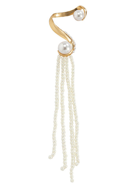 VeeShop Εντυπωσιακό σκουλαρίκι ear cuff με μακριά σειρά από μαργαριτάρια που ...