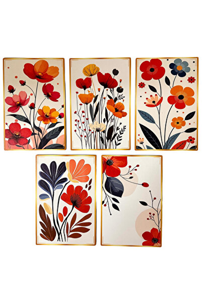 Modern Pastel Çiçek 5’li set, 15 X 22.5 cm