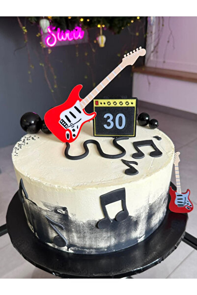 LİYA3D 1-99 Yaş Kişiye Özel Gitar ve Amfi Cake Topper – Rock Müzik Temalı Doğ...