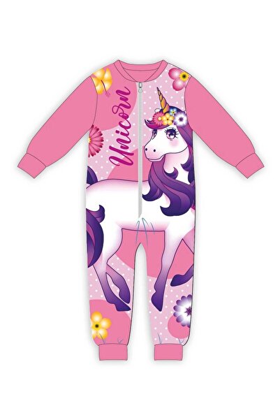 UNICORN Salopetă-pijama roz 4-6 ani cu fermoar și croi lejer 100% bumbac inte...