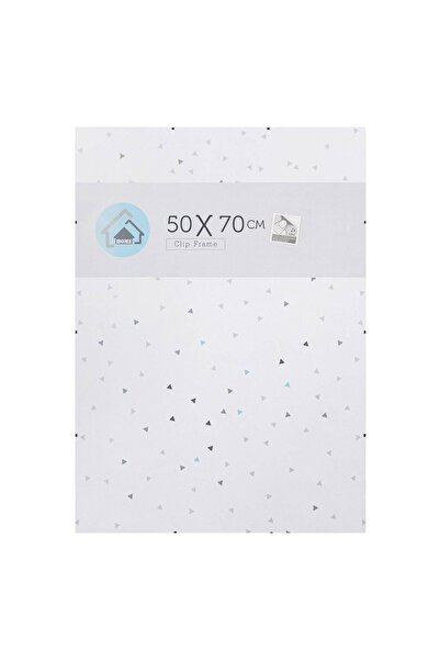 OEM Ramă foto cu cleme 50x70cm cu sticlă plastică - Model cu triunghiuri gri