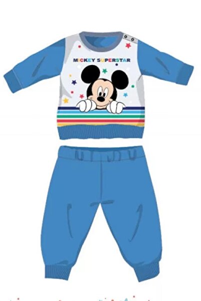 Disney Μπλε βρεφικές πιτζάμες Μίκυ με κουμπιά στο πλάι, 100% Βαμβάκι Interlock