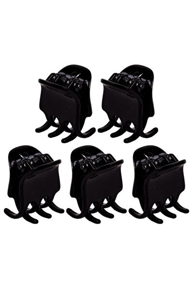 OEM 5 Cleme de păr din plastic negru mat - Dimensiune 2.5cm