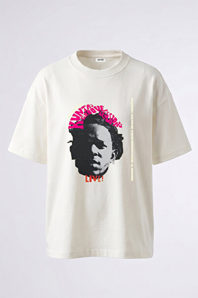 Anetos Kunta Kinte Design Printed Oversize White T-Shirt