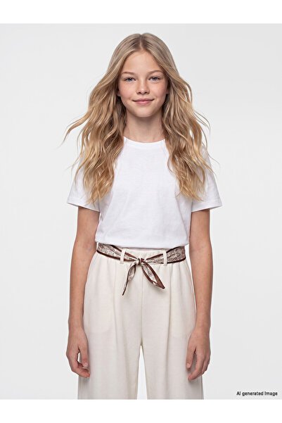LC Waikiki Lcw Kids White Crew Neck Girls T-Shirt