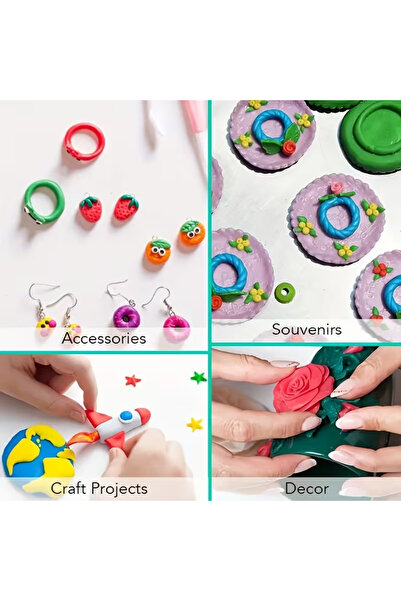UĞURDAN Zıplayan Havayla Kuruyan Yumuşak Kil Kendin Yap Seti 12 Renk Air Dry Clay DIY Hamur