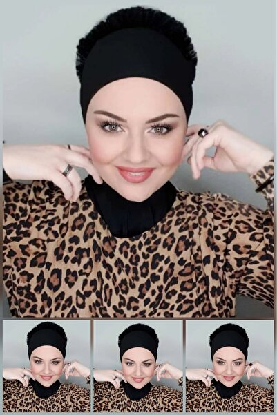 FLORA TEKSTİL Hijab Ruffled Bonnet Bun Shawl Bon23502 - Tr