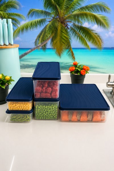 EMİLA HOME Deep Freezer Storage Container - 6 Pieces Suitable for 18 Degrees