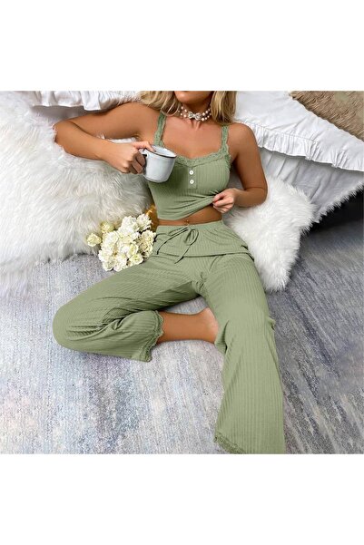 LaFont Women's Sexy Lace Trim Elegant and Charming Pajama Set