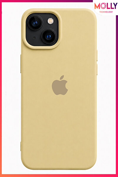 Molly iPhone 15 İçin Bej Lansman İçi Kadife Mat Soft Silikon Kılıf
