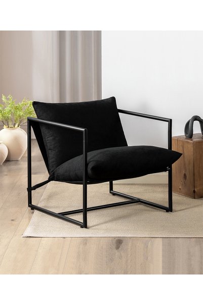 Zinus Aidan Sling Accent Chair | Modern Metal Frame Armchair with Plush Shred...