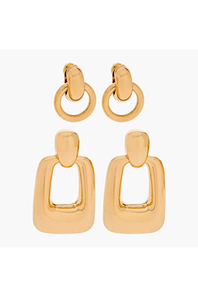 Lifestyle Pack of 2 Gold Tone Earrings with Pushback Closure