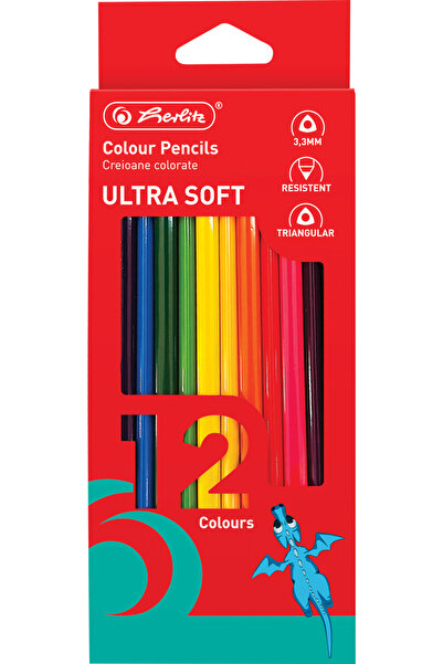 Herlitz Creioane colorate Ultrasoft, mina 3.3mm, set 12 culori,