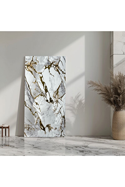 MallDeco Set 4 autocolante de perete Marmura 60cm x 120cm, gri