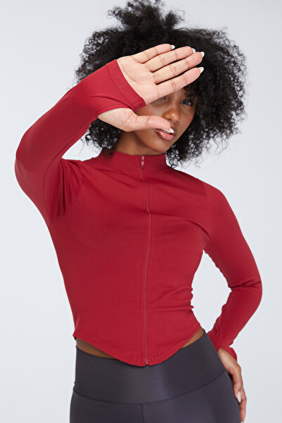 Issha Thumbhole Jacket - Başparmak Geçmeli Fermuarlı Uzun Kollu Spor Crop Ceket