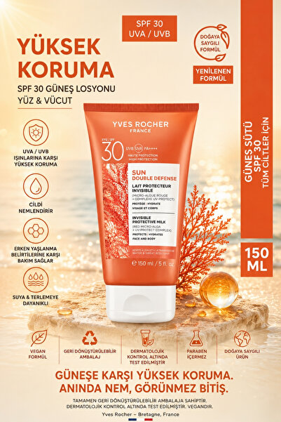 Yves Rocher Sun Double Defense Kırmızı Mikro-Alg & Hyalüronik Asitli Yüz Vücu...