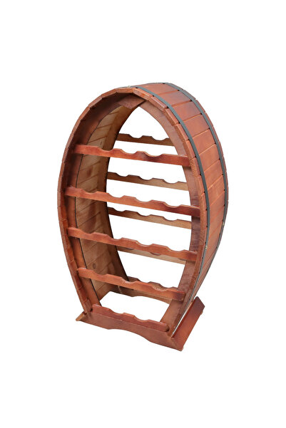 LimArt Suport Vin din Lemn Culoare Maro-Roscat „Baril Majestic”, Capacitate 1...