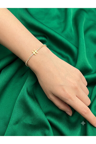 BİJU YILMAZ Steel Letter Bracelet with Stones