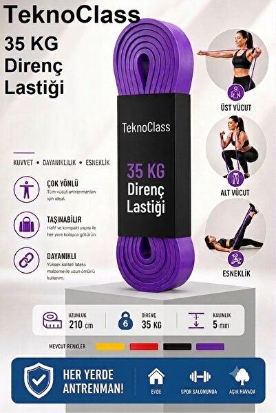 TeknoClass 35 KG Direnç Bandı Kas Geliştirme Lastiği Fitness Pilates Cross Tr...