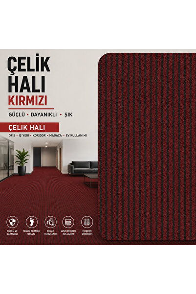 aatolia room & living Kırmızı Çelik Halı Paspas Gin Serisi Kaymaz Taban Ofis ...