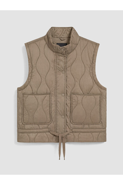 LC Waikiki Brown Quilted Oversize Women's Puffer Vest