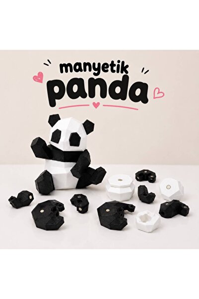 Pocket People Manyetik Panda Puzzle Figür | Mıknatıslı Tak Çıkar Panda | 3D B...