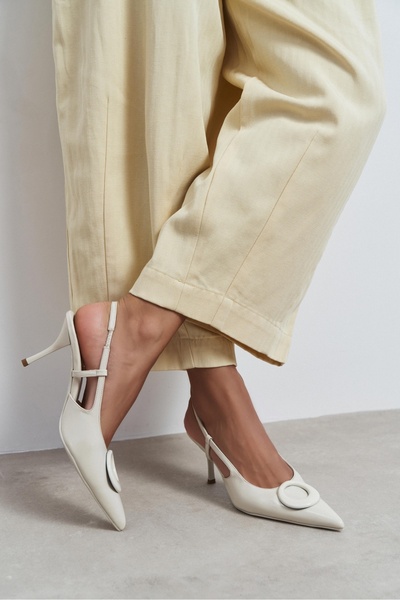 NİŞANTAŞI SHOES Nereid Beige Patent Leather Women's Shoes with Pointed Toe, O...