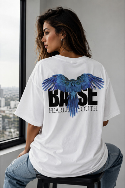 Clothify Unisex Oversize Base Wing Back Detail Printed Premium T-Shirt 100% C...