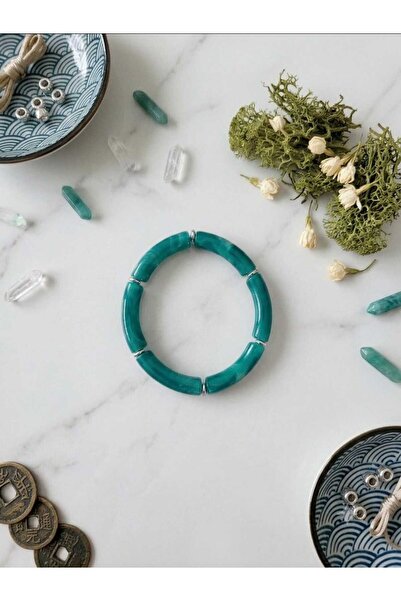 cleopatra takı aksesuar Yasmin Handmade Elastic Dark Turquoise Women's Bracelet