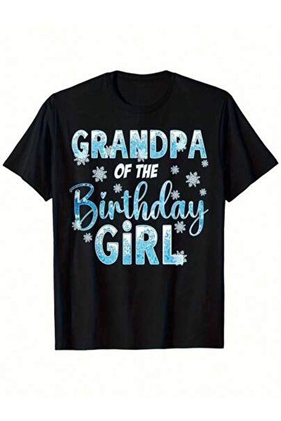 4Car Grandpa Of The Birthday Snowflake T Shirt 100p Round Neck Black Sizes S ...