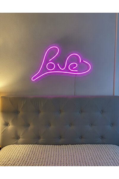 STUDYO YORA Love Yazılı LED Neon Duvar Tablosu | Mor Aydınlatmalı Modern Deko...