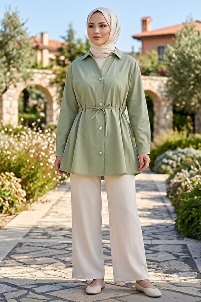 TOFİSA Pile Detailed Tunic Khaki - 28724-Haki