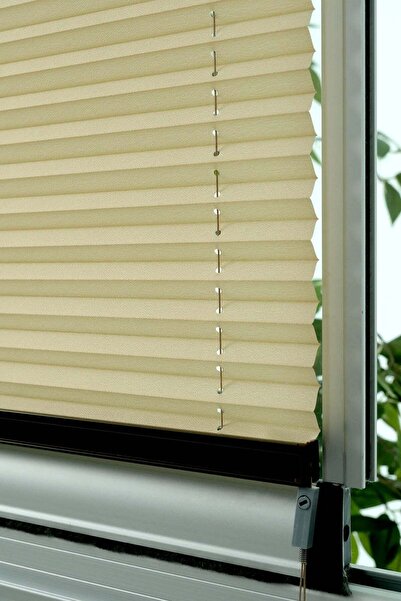 Etulle Sütlü Kahve Plise Perde Katlanır Cam Balkon Perdesi Kancalı veya Vidal...