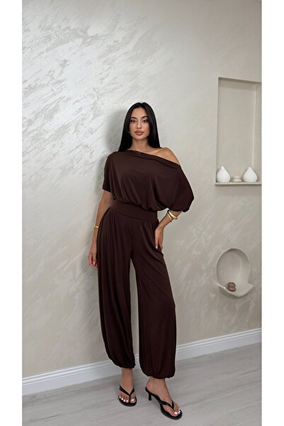 miraylawear VALENTİNA KAHVE RENKLİ LUX ALT ÜST KADIN ŞALVAR TAKIM