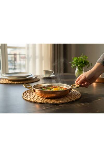altınmutfak 22 cm Bakır Tava Bakır Sahan Yumurta Tava Omlet Tava