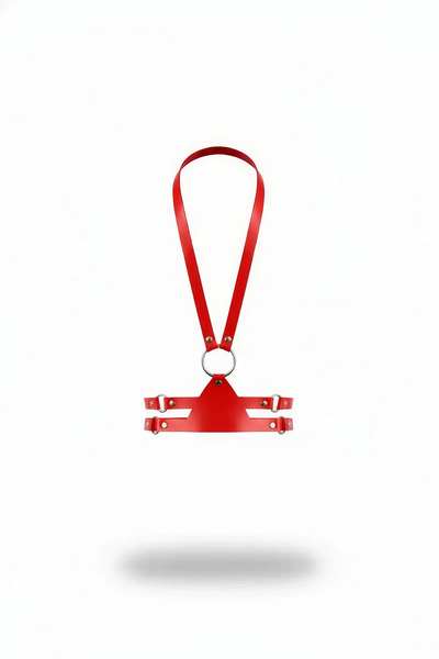 Angels Passion Red Vegan Leather Body Harness with O-Rings Chest Harness