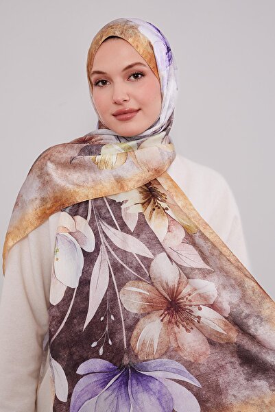 Levidor Mustard Tulip Pattern Voile Silk Shawl