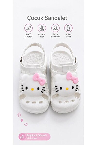 Genel Markalar ÖTEN SANDALET DÜDÜKLÜ SANDALET Kız Çocuk Terlik Sandalet Beyaz...
